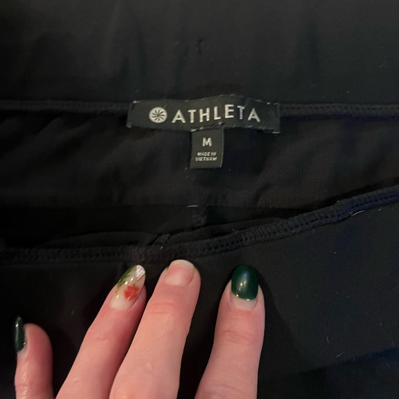 Athleta Black Jogger Pants with White Side Stripes with Zip Pockets Size M - Picture 2 of 6